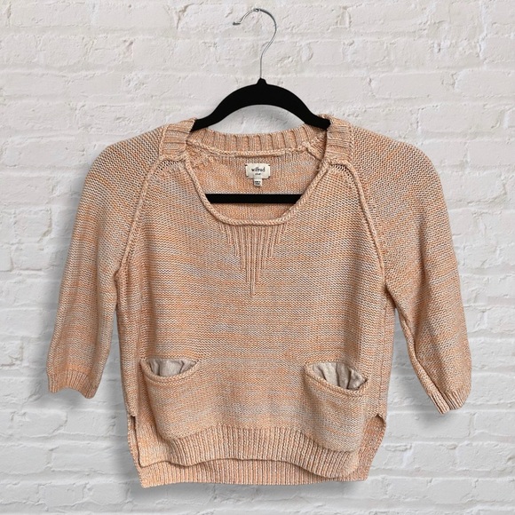 Wilfred Aritzia Cropped Peach Sweater with Pockets - Picture 1 of 10